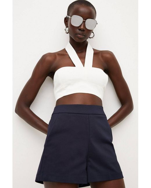 Karen Millen Blue Essential Techno Woven Shorts