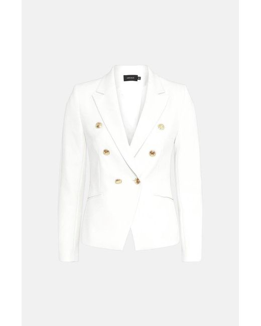 Karen Millen White Forever Tailored Button Military Blazer