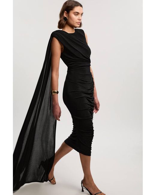 Karen Millen Black Premium Slinky Crepe Scarf Detail Maxi Dress