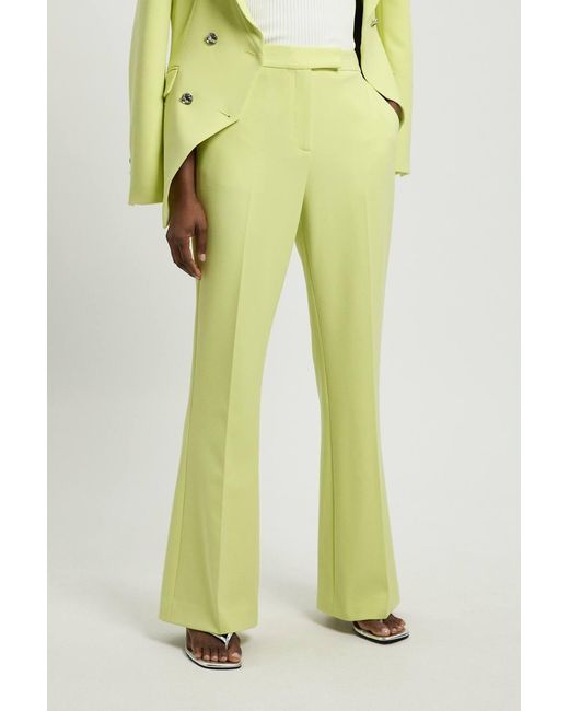 Karen Millen Yellow Compact Stretch Tailored Kickflare Trouser