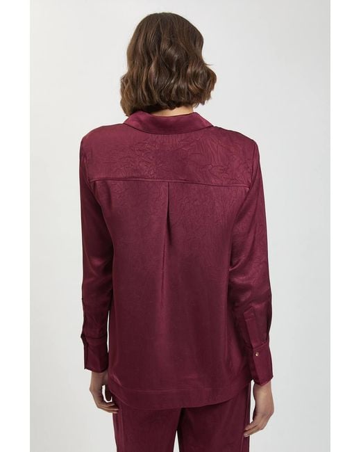 Karen Millen Petite Hammered Satin Relaxed Woven Shirt