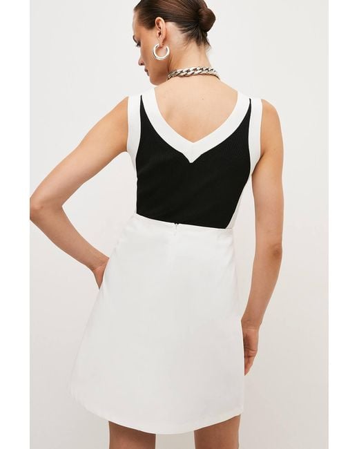 Karen Millen White Petite Essential Techno Woven Skirt