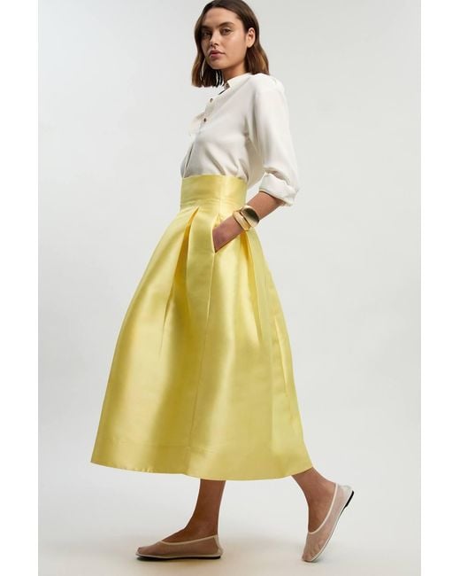 Karen Millen Yellow Forever Twill Woven Prom Maxi Skirt