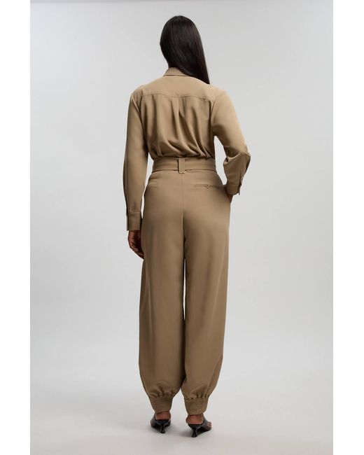 Karen Millen Natural Utility Detail Cuffed Woven Jumpsuit