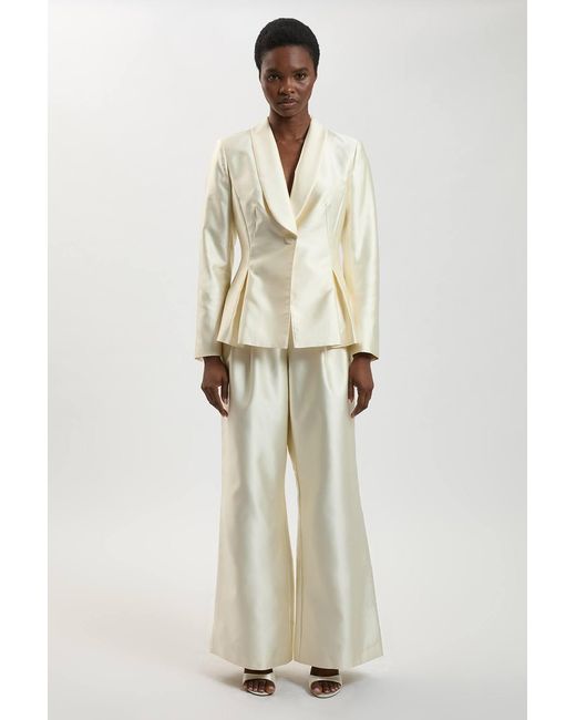 Karen Millen Natural Structured Satin Tailored Trouser