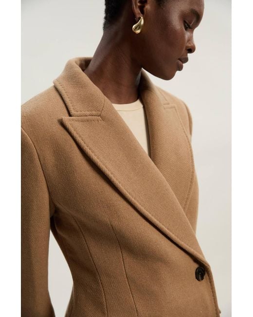 Karen Millen Natural Forever Wool Blend Tailored Fitted Maxi Coat