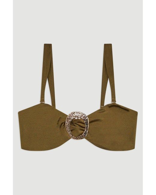 Karen Millen Green Slinky Trim Detail Detachable Strap Bikini Top
