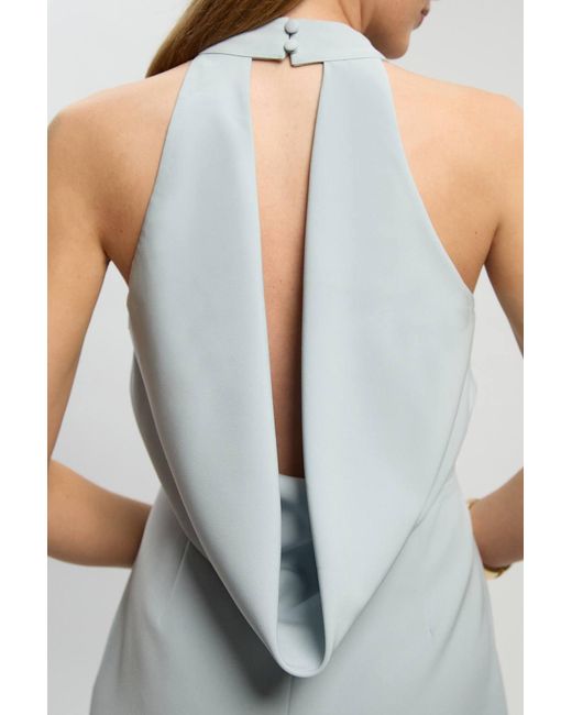 Karen Millen White Soft Tailored Halter Neck Open Back Maxi Dress