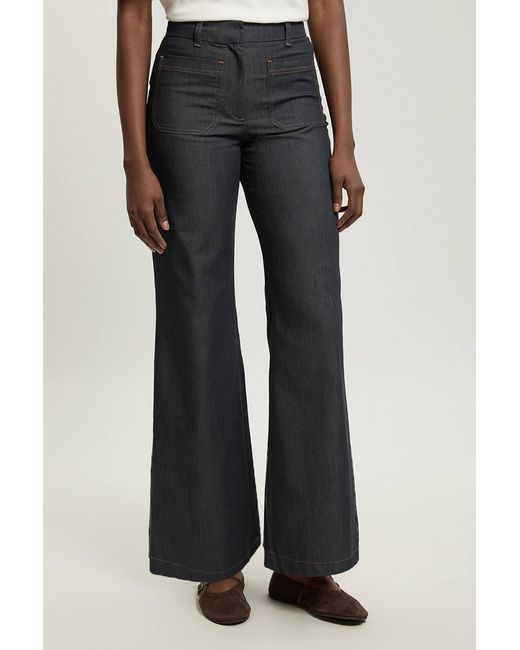 Karen Millen Blue Petite Tailored Denim Straight Leg Trouser
