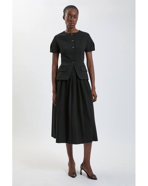 Karen Millen Black Compact Stretch Midi Dress
