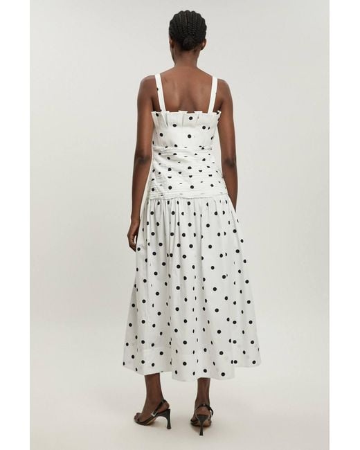 Karen Millen Multicolor Printed Poplin Pleated Midi Dress