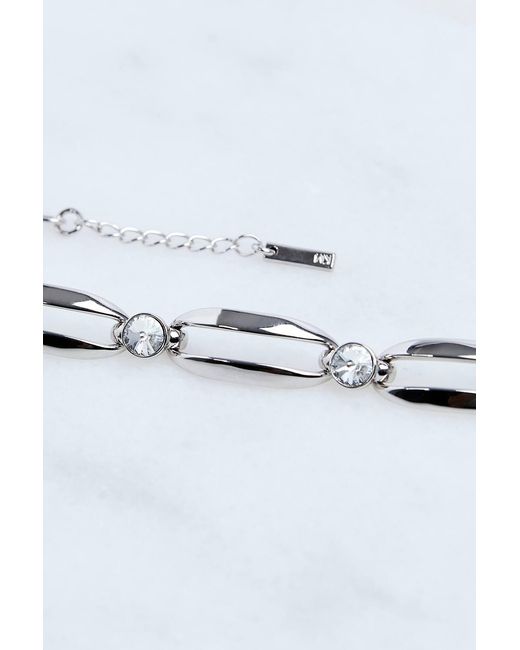 Karen Millen Blue Hand Set European Crystal Ellipse Chain Bracelet