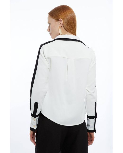 Karen Millen White Forever Colour Block Twill Woven Shirt