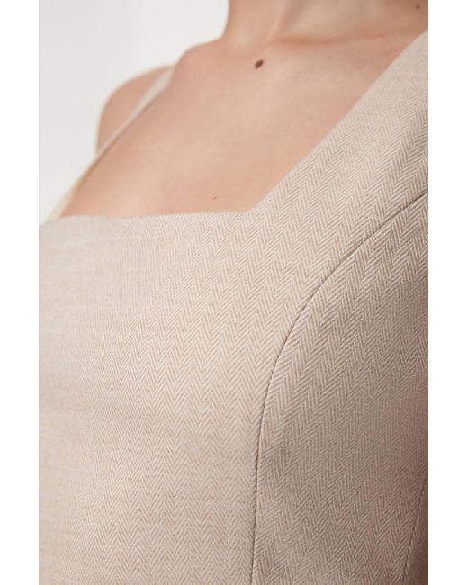 Karen Millen Natural Herringbone Wide Leg Tailored Jumpsuit