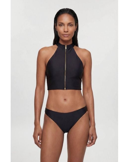 Karen Millen Blue Zip Up Racer Bikini Top