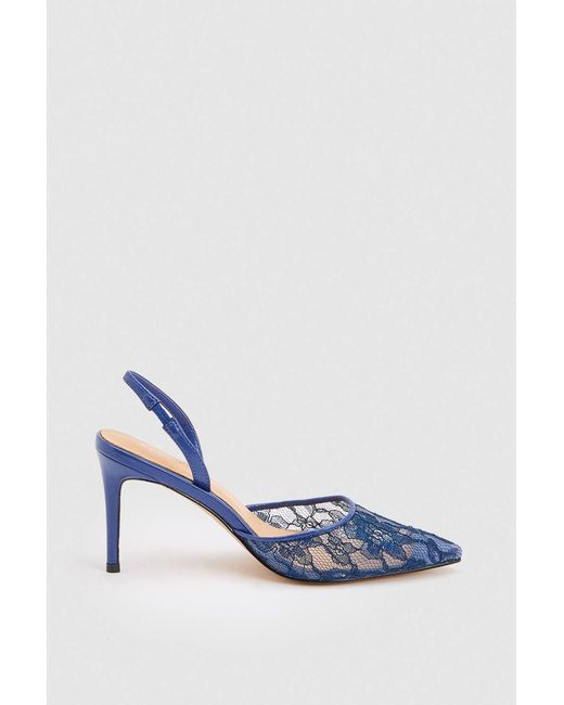 Karen Millen Blue Lace Court Heeled Shoe