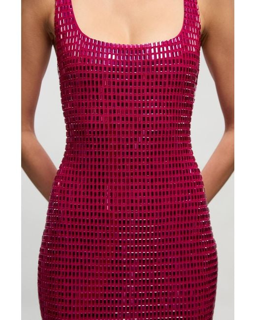 Karen Millen Red Premium Crystal Embellished Midi Dress