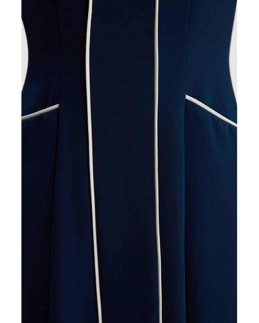 Karen Millen Blue Tailored Crepe Tipped Tailored Midi Shirt Dress