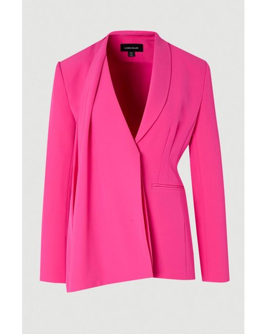 Karen Millen Pink Soft Tailored Single Breasted Blazer