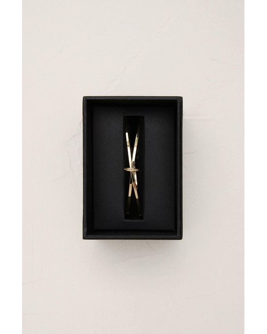 Karen Millen Natural 14Kt Plated Oval Pavé Chain Bangle
