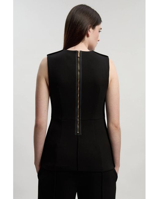 Karen Millen Black Ponte Longline Top