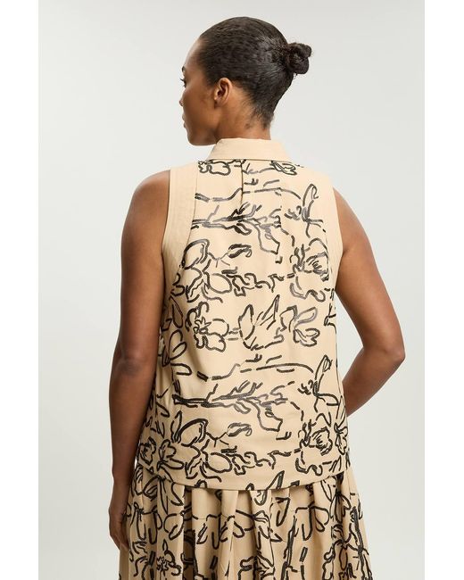 Karen Millen Metallic Plus Size Linen Matte Sequin Collared Top