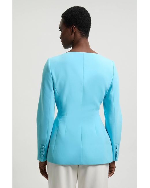 Karen Millen Blue Compact Stretch Tailored Single Breast Blazer