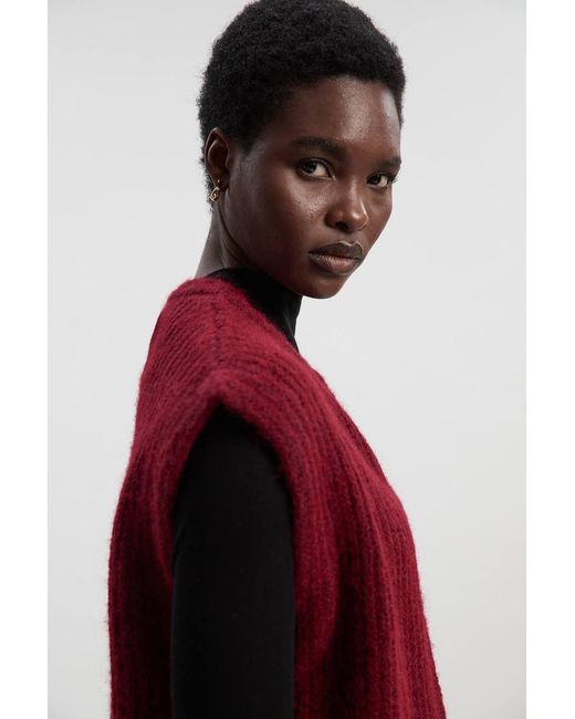Karen Millen Red Cosy Knit Waistcoat Top