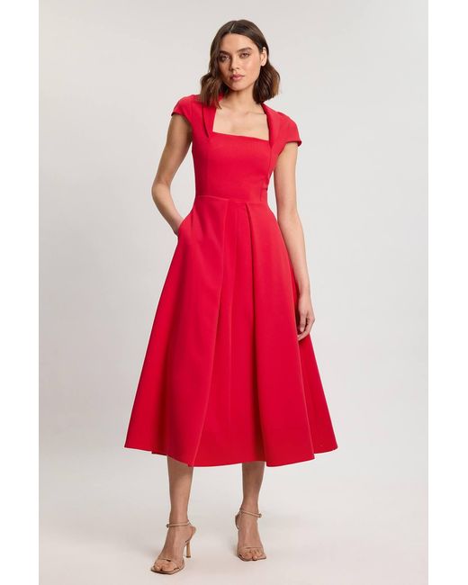 Karen Millen Square Neck Tailored Full Skirted Maxi Dress