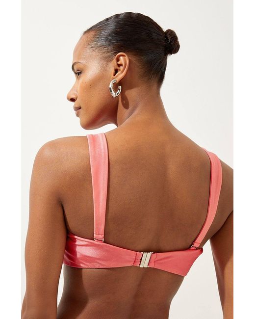 Karen Millen Red Rosette Detail Bandeau Bikini Top