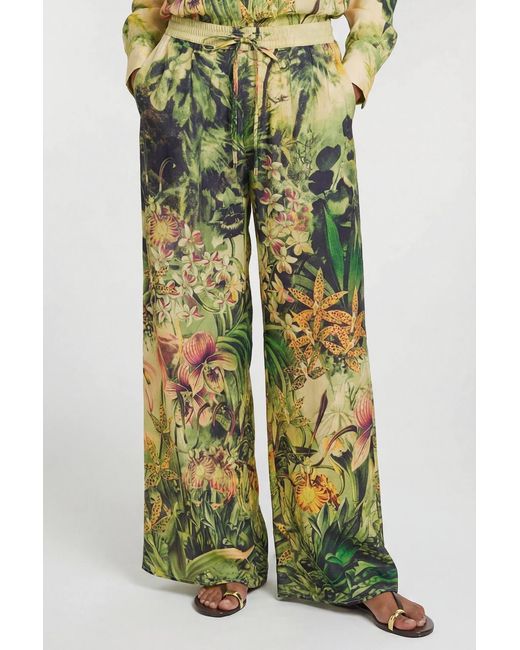 Karen Millen Green Beach Tropical Spun Viscose Cover Up Trouser