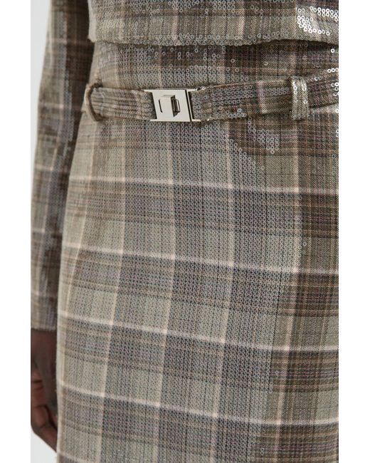Karen Millen Brown Sequin Tailored Belted Midi Skirt