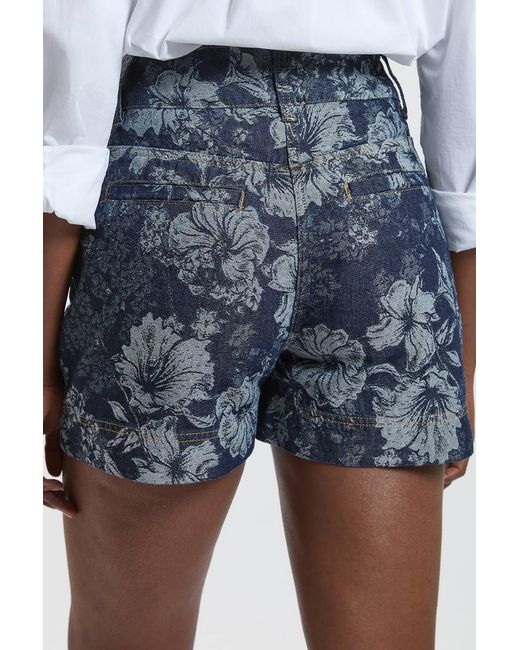 Karen Millen White Jacquard Denim Shorts