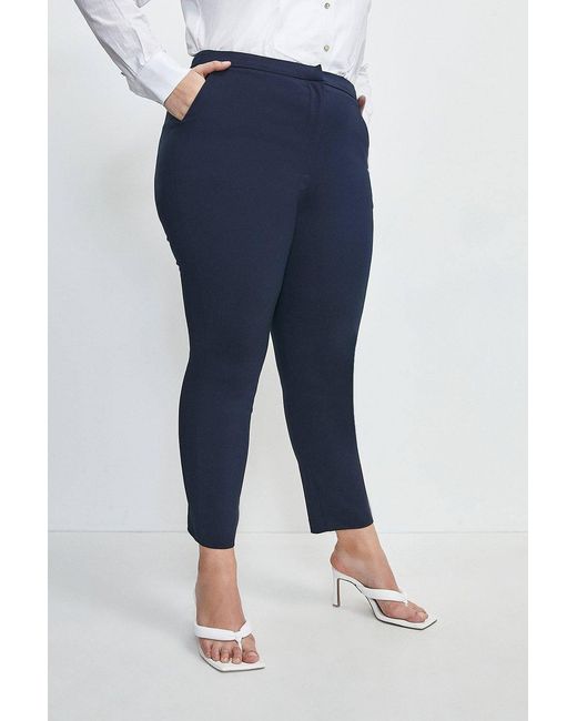 Karen Millen Blue Plus Size Essential Techno Woven Trouser