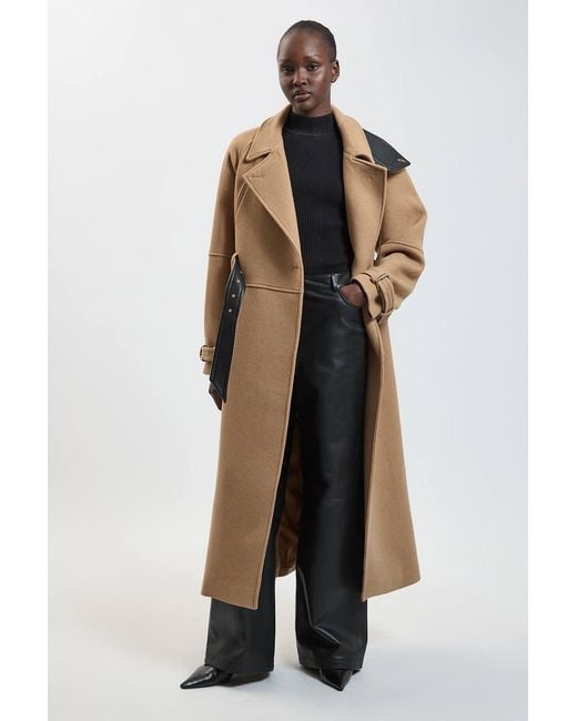 Karen Millen Natural Wool Tailored Trench Coat