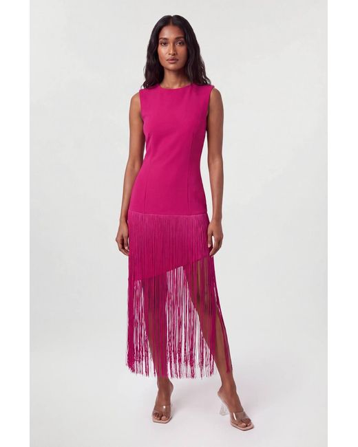 Karen Millen Pink Figure Form Bandage Tassel Hem Knitted Dress