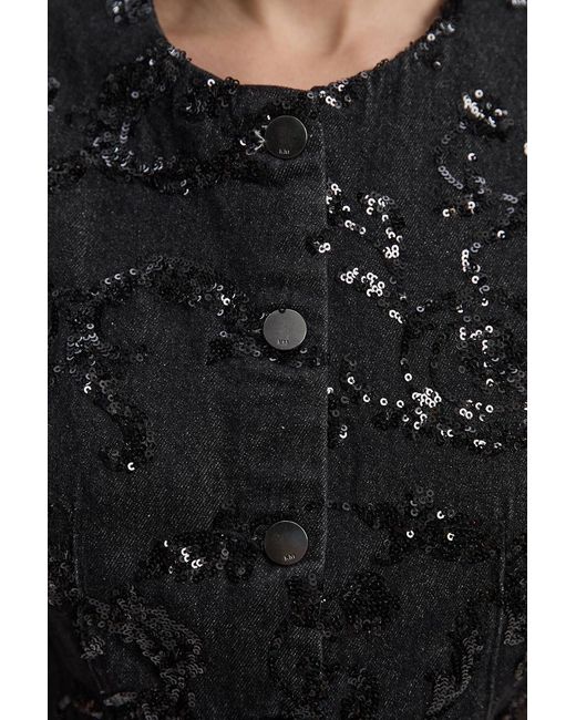 Karen Millen Black Sequin Denim Waistcoat