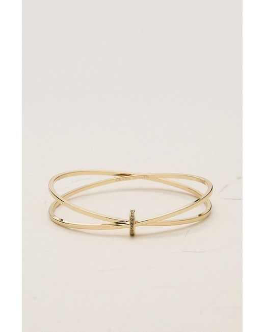Karen Millen Natural 14Kt Plated Oval Pavé Chain Bangle
