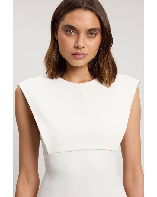 Karen Millen White Compact Stretch Viscose Maxi Dress