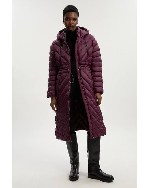 Karen Millen Red Lightweight Knee Length Packable Coat
