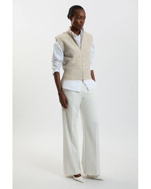 Karen Millen Natural Wool Blend Cosy Knit Sleeveless Jacket