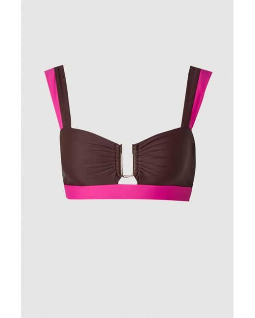 Karen Millen Red Contrast Trim Bikini Top