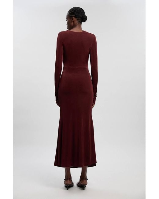 Karen Millen Purple Slinky Crepe Twist Detail Maxi Dress