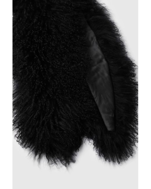 Karen Millen Black Mongolian Wool Scarf