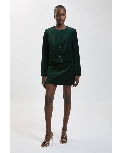 Karen Millen Black Tailored Velvet Mini Skirt