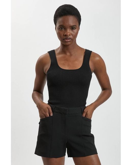 Karen Millen Black Compact Stretch Tailored Shorts