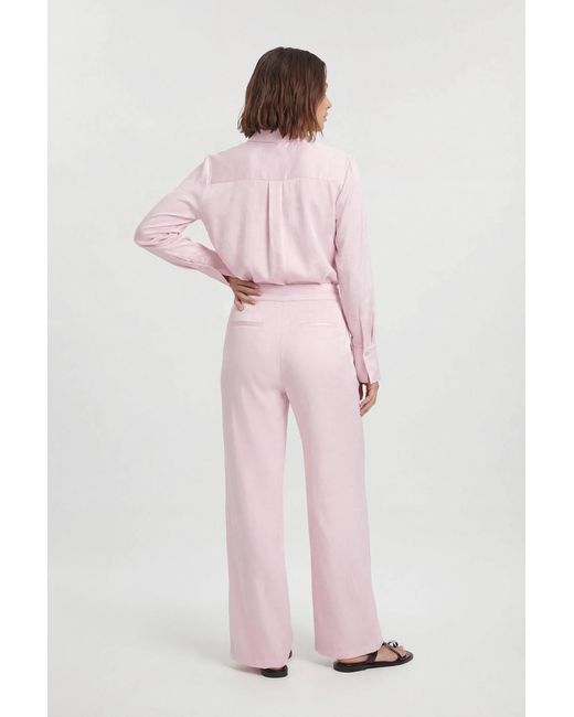 Karen Millen Natural Hammered Satin Wide Leg Woven Trouser