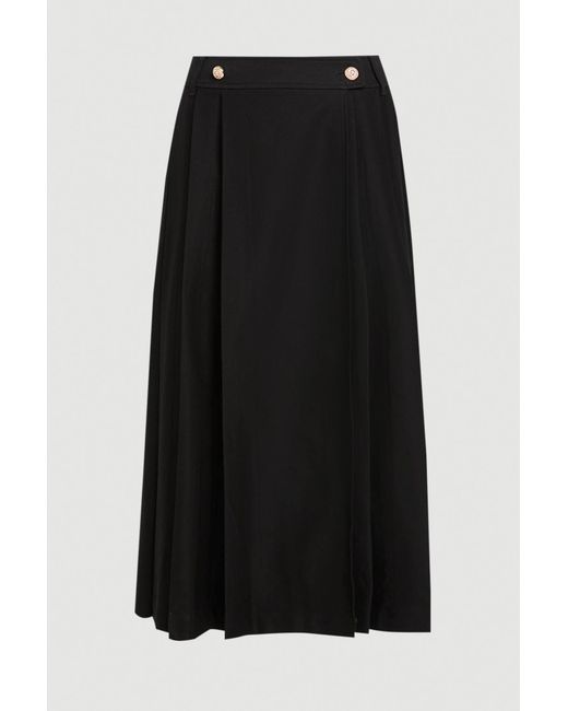 Karen Millen Black Utility Button Detail Midi Skirt