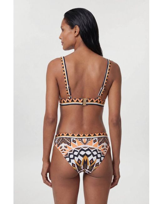 Karen Millen Natural Tile Print Plunge Bikini Top