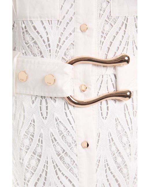 Karen Millen Natural Cotton Cutwork Woven Shirt Midi Dress